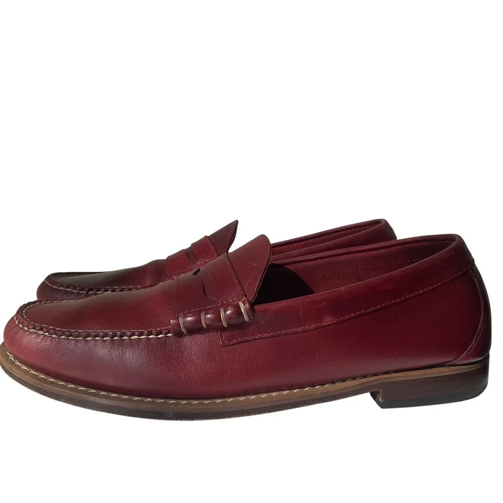 G.H. Bass Weejuns Mens 11 D Burgundy Leather Penny Loafers Beefroll